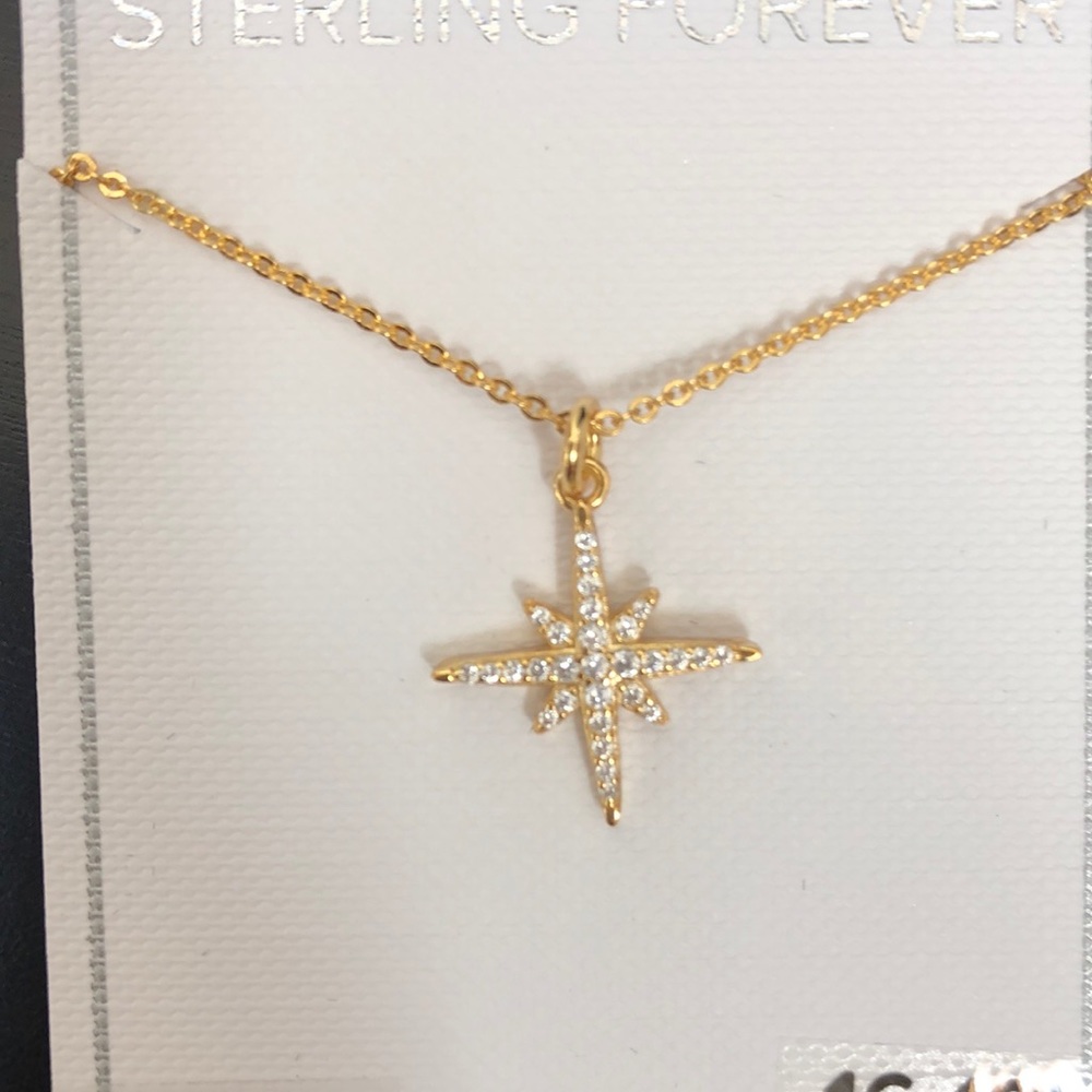 NEW Sterling Forever gold star necklace, gift box